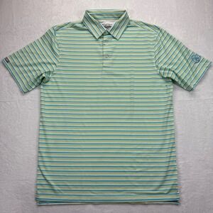 Straight Down Performance Golf Polo Shirt‎ Striped Athletic Casual Size M